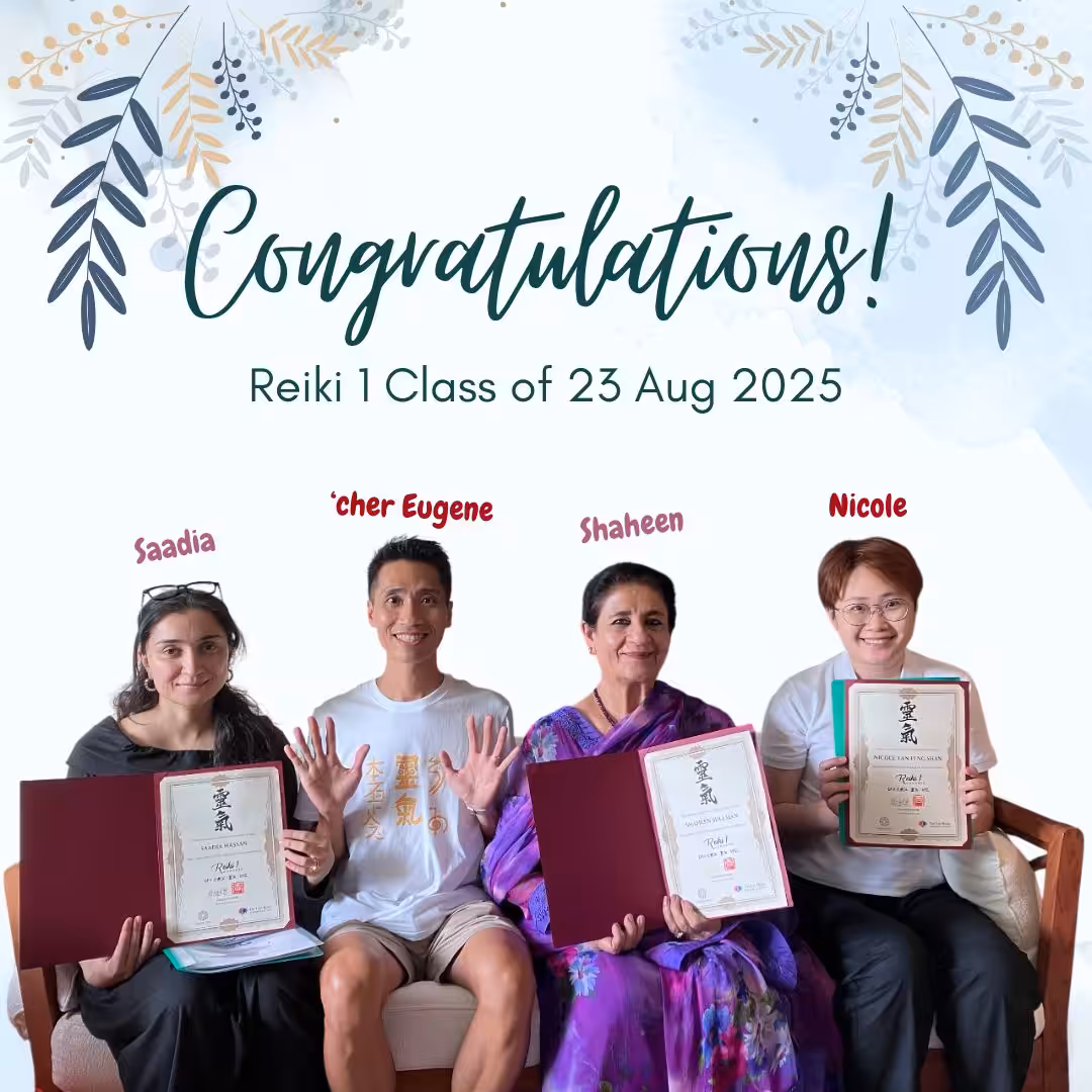 Graduates of Reiki 1 workshop on 23 Aug 2025