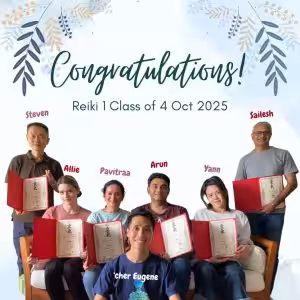 Graduates of Reiki 1 workshop on 4 Oct 2025